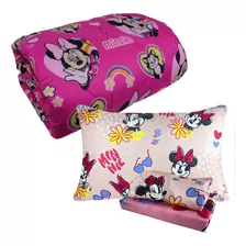 Combo Infantil Minnie Mouse Edredom + Jogo De Cama Lepper