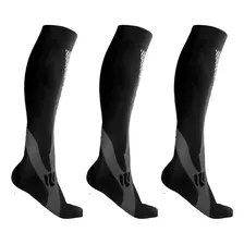 3 Pares Calcetines De Compresión Hombremujer 20-30mmhg Negro