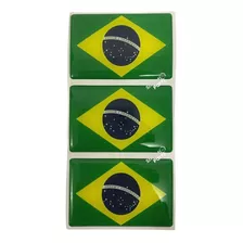 Adesivo De Carro Bandeira Do Brasil Resinado 3 Unidades