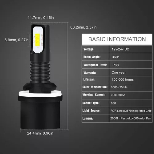 Kit De Foco Led De Luz Alta/baja 9005 9006 Para Chevrolet Foto 9