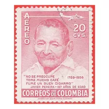 1956 Estampilla Javier Pereira, Edad 167 Años, Colombia Slg1