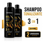 2 Shampoo Tonalizante Preto 3 Em 1 Black Hair Bionusse 500ml