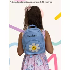 Mochila Infantil Em Couro Sintético Com Bordado - Flor