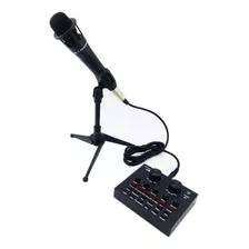 Kit Microfono + Mesa Sonido Usb V8