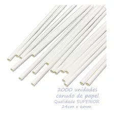 2000 Canudos De Papel Biodegradável Branco 6mm 