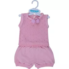 Conjunto Infantil Trico Blusa E Short Bebe Meninas Pimpolho