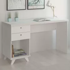 Mesa Escrivaninha Sky 2 Gavetas 1 Nicho Branco - Artany