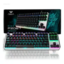 Teclado Gamer Mecânico Usb Com Fio Para Pc Sem Númerico 70% Cor De Teclado Cinza Idioma Português Brasil