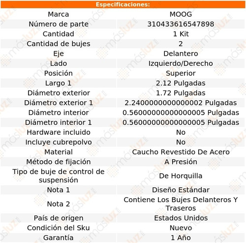 Buje Horquilla Del Izq/der Sup Savana 2500 V8 6.0l 14-17 Foto 2