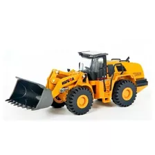 Miniatura Maquina Escavadeira Trator Carregadeira De Ferro Cor Preto-marrom