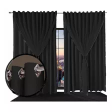 Cortinas Blackout 7x2,90 Apartamento Com Voal Preto