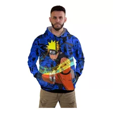 Moletom Naruto Vila Da Folha Azul Uzumaki 3d Full Print 