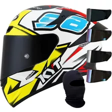 Capacete Moto Esportivo Kyt Tt Course 98 Bomb+ Viseira Extra