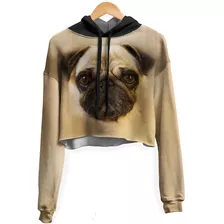 Blusa Cropped Moletom Feminina Over Fame Pug Md01