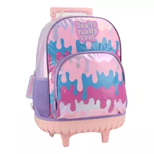 Mochila Con Carro Trendy 18 PuLG Colores Carrito Escolar Color Rosa