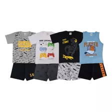 Conjunto Juvenil Masculino Bermuda De Moletom Kit 3 Peças