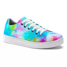 Tênis Tie Dye Feminino Clássico Moda Blogueira Sola Branca