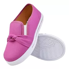 Tênis Slip On Infantil Feminino Calce Fácil Na Cor Rosa