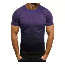 Camiseta Delgada E Para Hombre, Color En Contraste, Camiseta