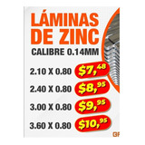 Laminas De Zinc Mapoca 2.14 X 0.80 X 0.14mm