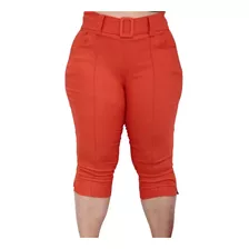  Calça Capri Feminina Plus Size Bengaline Bolsos 44 Até 52 