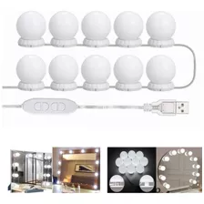 Luz De Espelhos Penteadeira Camarim Maquiagem 10 Leds Cor Branco