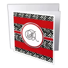 Elegant Red Black Zebra Animal Print Monogram Letter D
