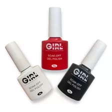 Esmalte Em Gel 9g Led/uv Kit 3 Uni Branco, Vermelho E Preto.