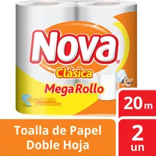 Toalla De Papel Nova Clasica Mega Rollo 20 Metros X2 Un.