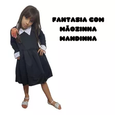 Fantasia Da Wandinha Infantil Vestido Com Mãozinha Addams