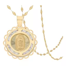 Medalla Virgen De Guadalupe Con Cadena 50cm De Oro 10k Mujer