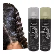 Kit 2 Spray Glitter P/ Cabelo E Corpo Brilho Prata E Dourado