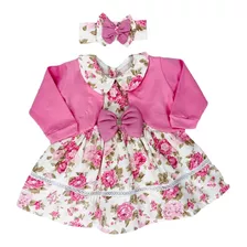 Vestido De Bebe Menina Bebê Festa Infantil Rosa 100% Algodão