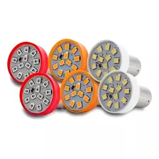 Kit 6 Lâmpadas Leds Lanterna Traseira Pisca Seta Ré Freio