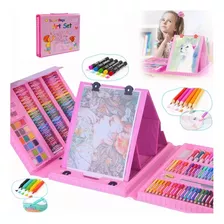 Set De Arte Infantil Kit Dibujo Portatil Profesional 208 Pzs