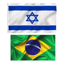 Kit Bandeira Do Brasil E Israel Grande 150x90cm