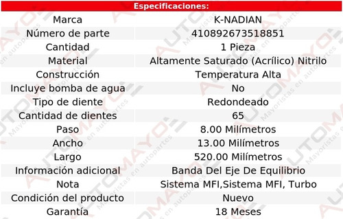 Banda Distribucion K-nadian Laser L4 2.0l 90-94 Foto 3