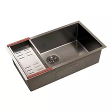 Cuba Cozinha Gourmet Aço Inox Quadrada 69 Cm - Preto