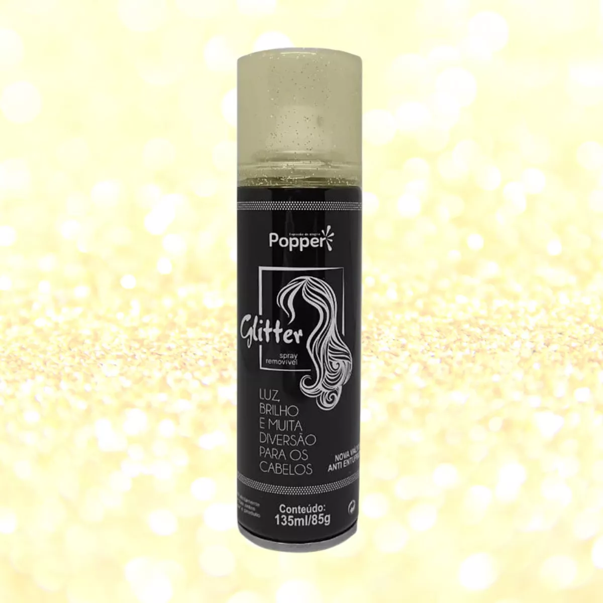 Spray De Glitter Brilho Dourado Para Cabelo Corpo E Roupas