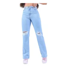 Calça Miller Jeans Flare Destroyed Azul Clara