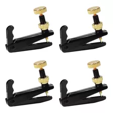 Kit 4 Micro Afinadores Preto Dourado Para Violino 4/4