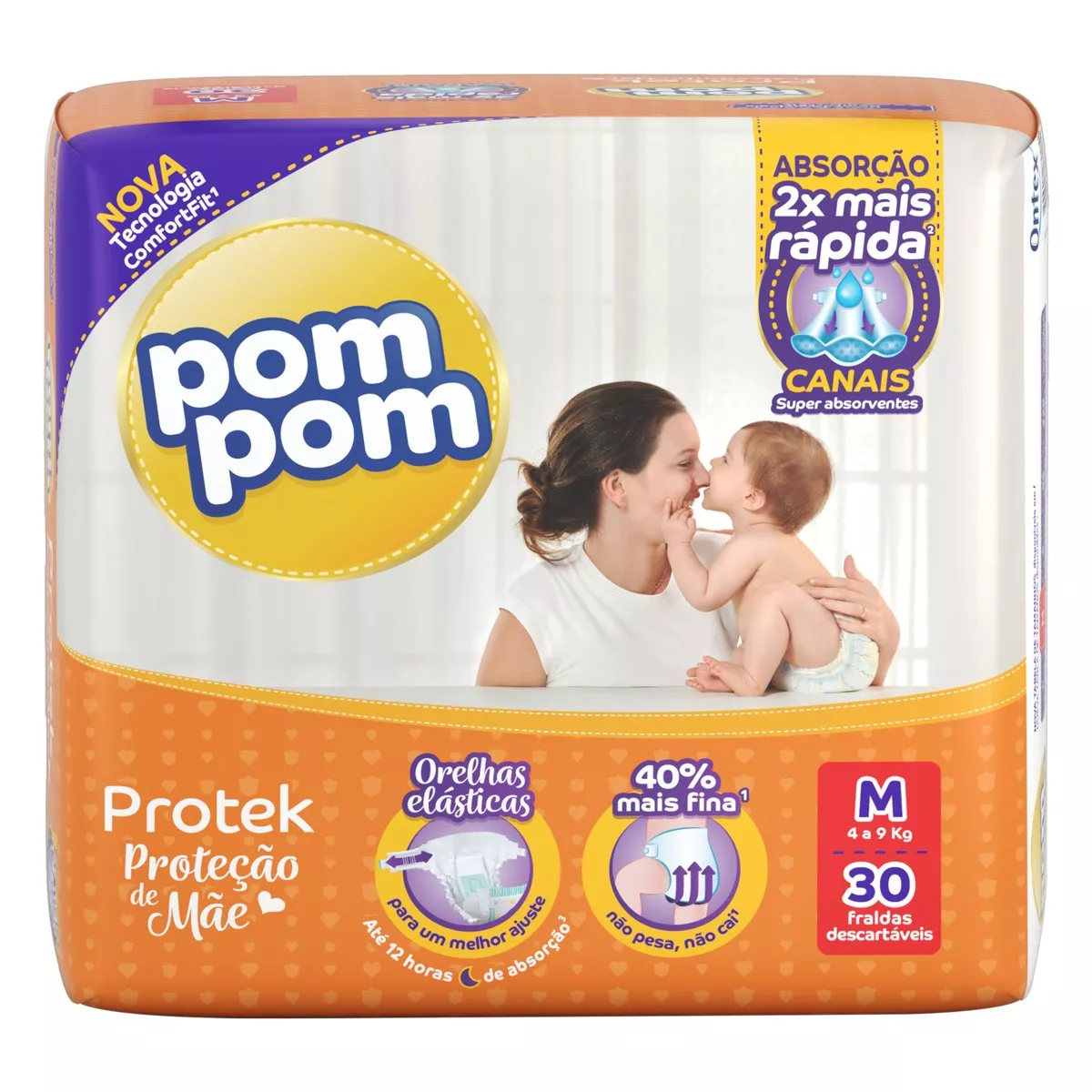 Fraldas Pom Pom Protek Proteção De Mãe M 30 U