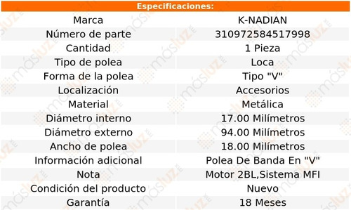 Polea Tipo  V  Metalica Brava L4 2.0l 80 Foto 3