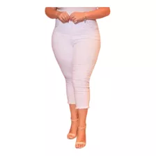 Calça Capri Branca Jeans Feminina Com Lycra Do 40 Ao 50