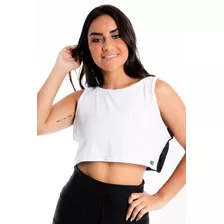 Blusa Feminina Alcinha Branca Com Tela Preta