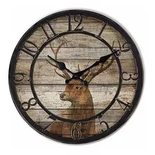 Reloj De Pared - Wood Deer Clocks For Living Room Round Sile