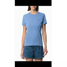 Camiseta Calvin Klein Casual Azul Feminina Ckjf100b-0586