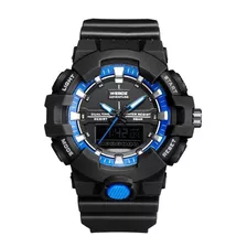 Relógio Masculino Weide Anadigi Wa3j8006 - Preto E Azul