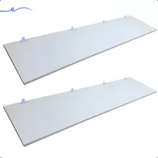 2 Prateleira Mdf Branco 120x25 C/suporte Cozinha Quarto Sala