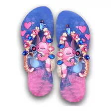 Havaianas Customizada Com Pedrarias Lilo Stitch Feminina 